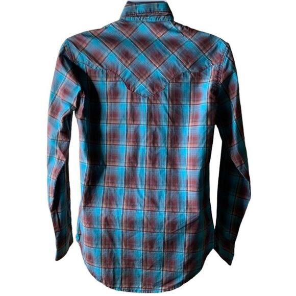 Wrangler Retro Plaid Shirt Mens S Long Sleeve Western Cowboy Rodeo Pearl Snap - Picture 4 of 9